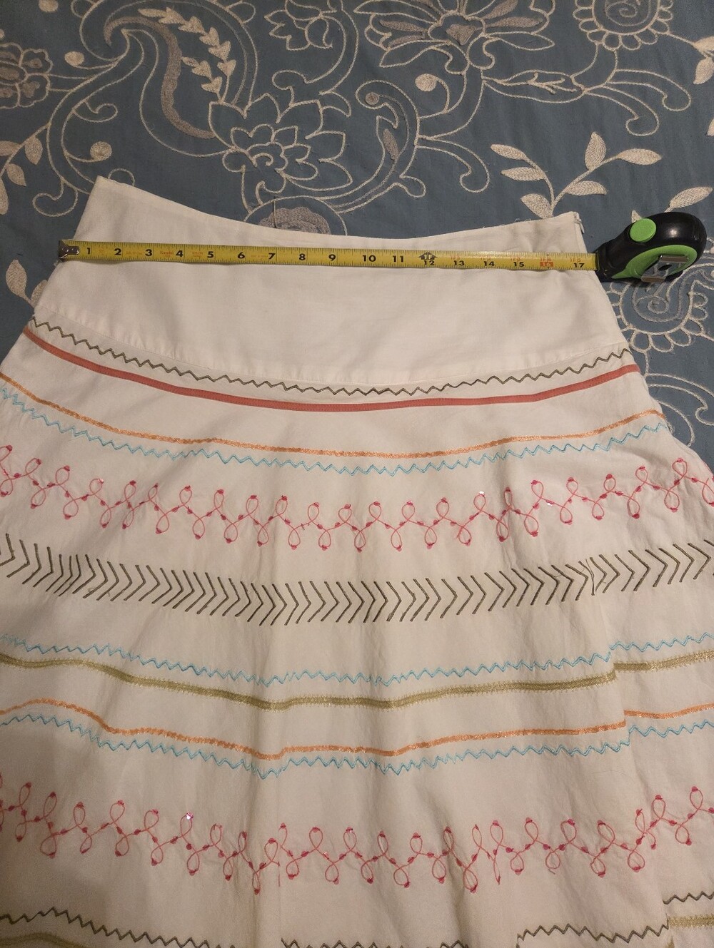 Christopher & Banks White Cotton Skirt with Multicolor Embroidery - Picture 6 of 6